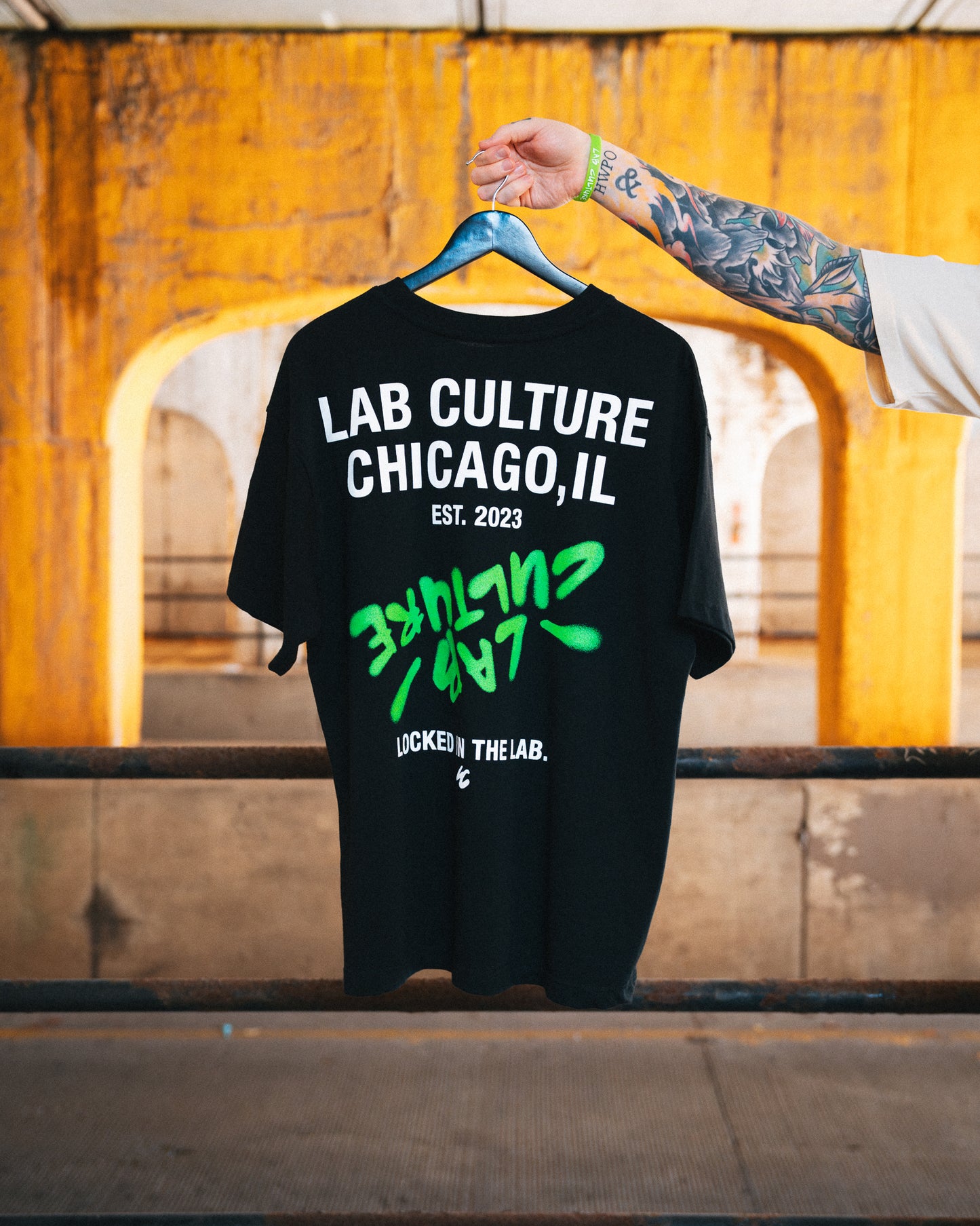 LOCKED IN THE LAB TEE - BLACK / GREEN