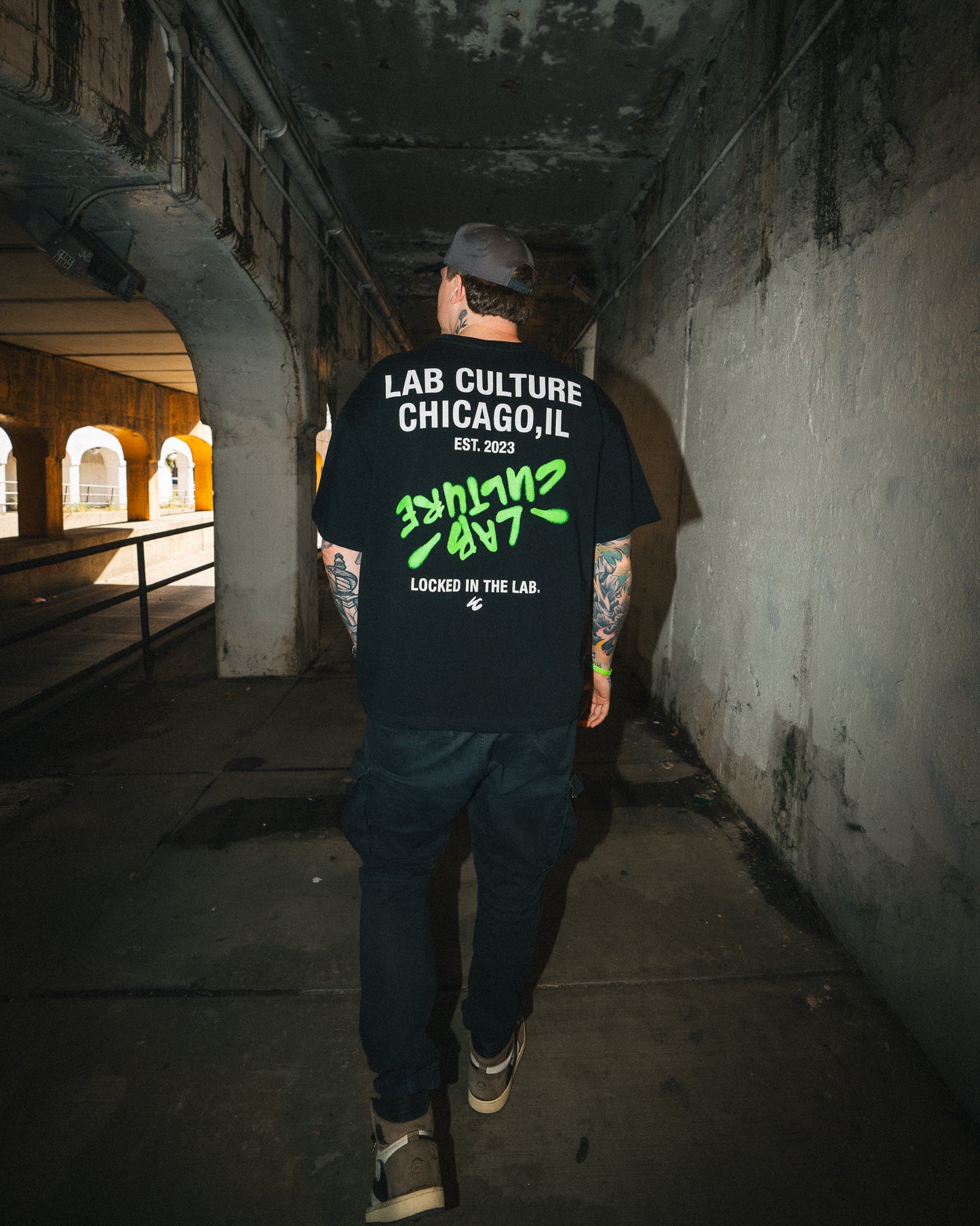 LOCKED IN THE LAB TEE - BLACK / GREEN